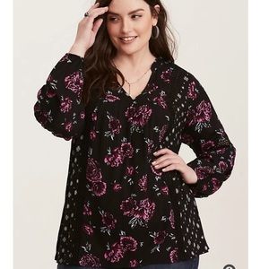 Torrid Floral Print Lace Inset Tunic